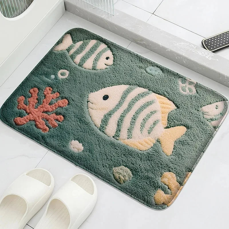 Bathroom Anti-Slip Door Mat Water-Absorbing Foot Rug Soft Machine Washable Shower Room Carpet Home Decor