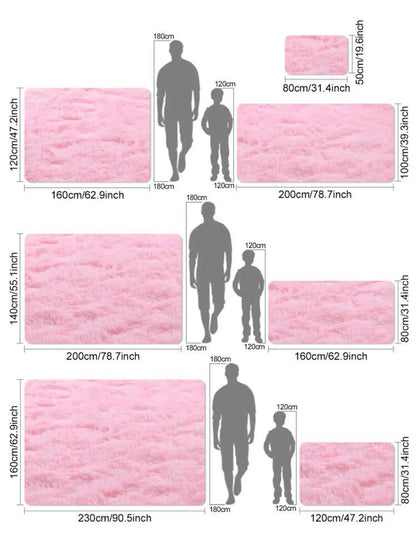 Pink Fluffy Kids Bedroom Area Rug
