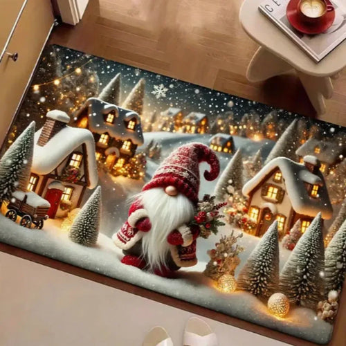 Christmas gnome pattern soft carpet for home decor