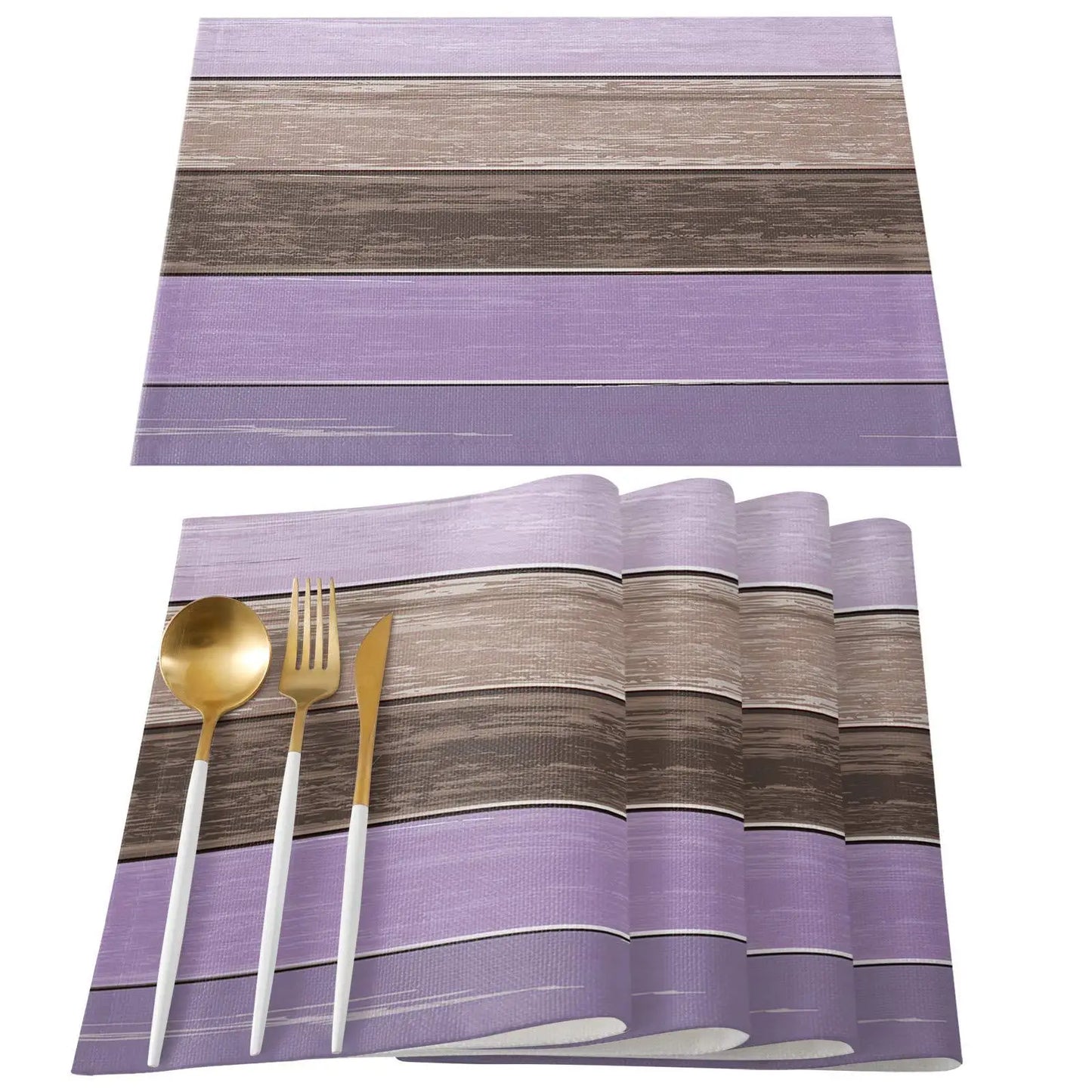 Retro Barn Wood Texture Polyester Placemat Set