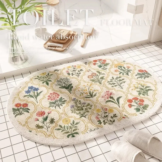 Fresh American Floral Bathroom Absorbent Non-Slip Door Floor Mat