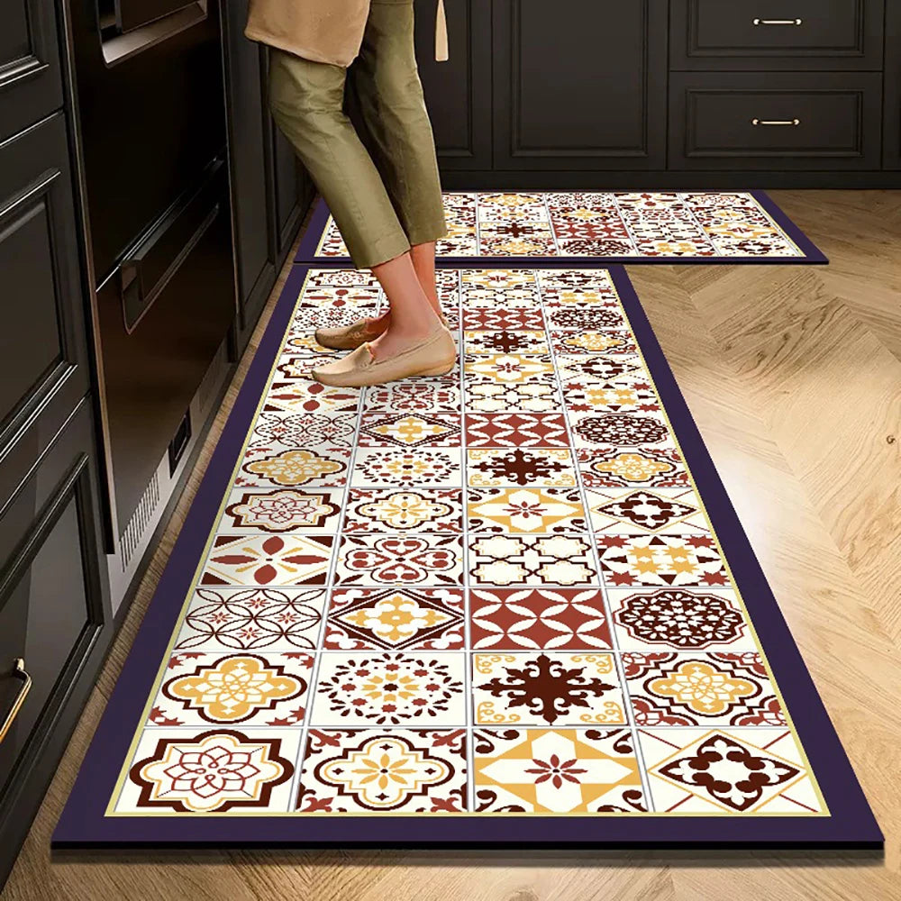 Non-Slip Kitchen Mat Long Crystal Velvet Rug Absorbent Foot Mat Bedroom Living Room Doormat Small Carpet Home Decor