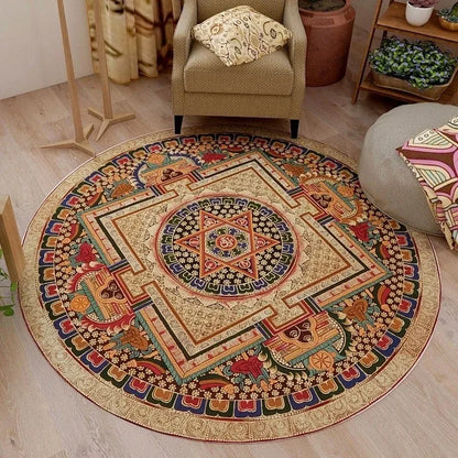 Vintage Bohemian Circular Ethnic Area Rug