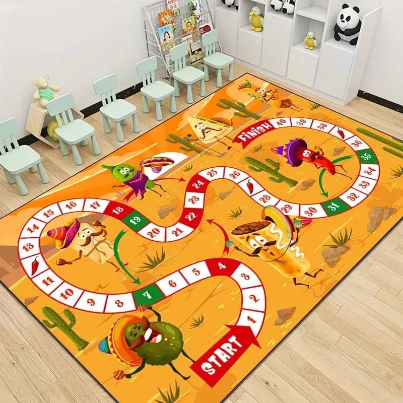 Snakes and Ladders Game Pattern Area Rug