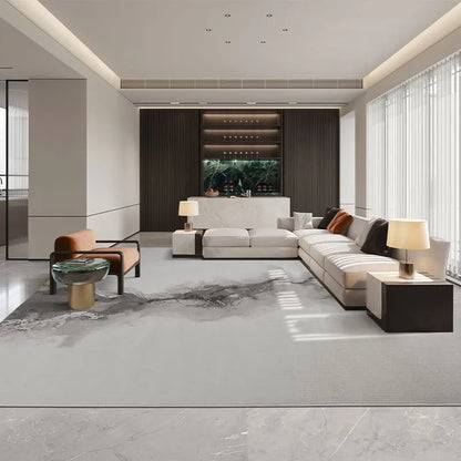 Modern Minimalist Grey Plush Washable Area Rug