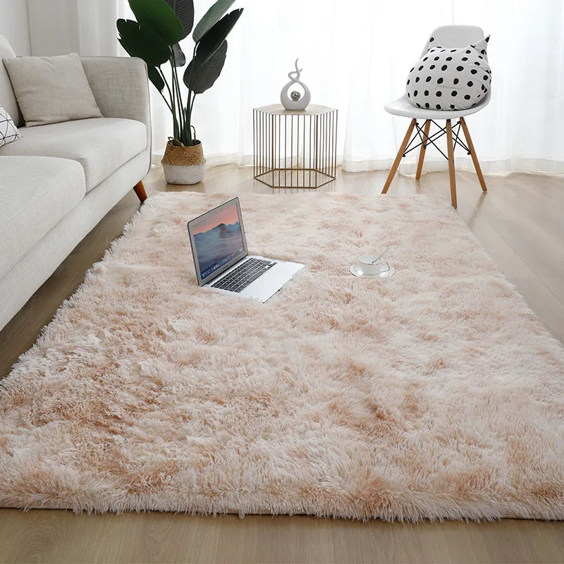 Machine Washable Grey Shaggy Area Rug Soft Fluffy Non-Slip Indoor Carpet