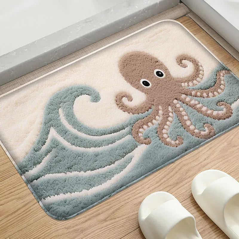 Underwater World Bathroom Mat Absorbent Non-Slip Toilet Rug Soft Comfortable Door Floor Carpet Home Decor