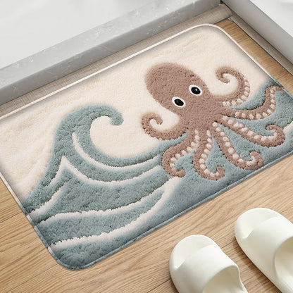 Underwater World Bathroom Mat Absorbent Non-Slip Toilet Rug Soft Comfortable Door Floor Carpet Home Decor