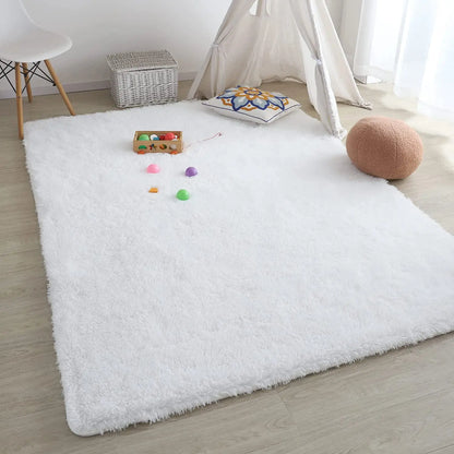 Gray Plush Fluffy Anti-Slip Area Rug