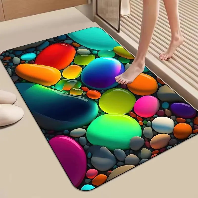 3D Stereoscopic Goose Door Mat Soft Stone Pattern Non-Slip Dirt-Resistant Rug Living Room Home Decor