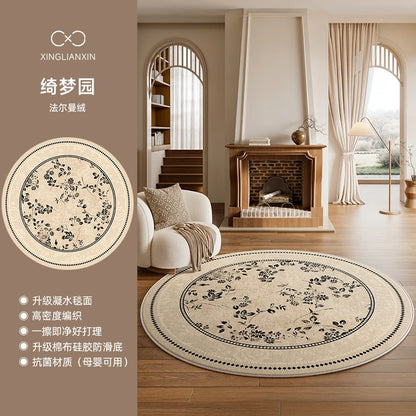 Medieval Style Round Light Luxury Washable Area Rug