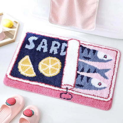 VIKAMA Cartoon Sardine Floor Mat Soft Non-Slip Kitchen Bathroom Bedroom Carpet
