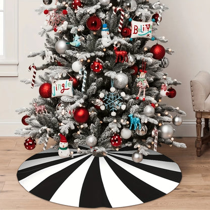 VIKAMA Black White Candy Christmas Tree Skirt Rug