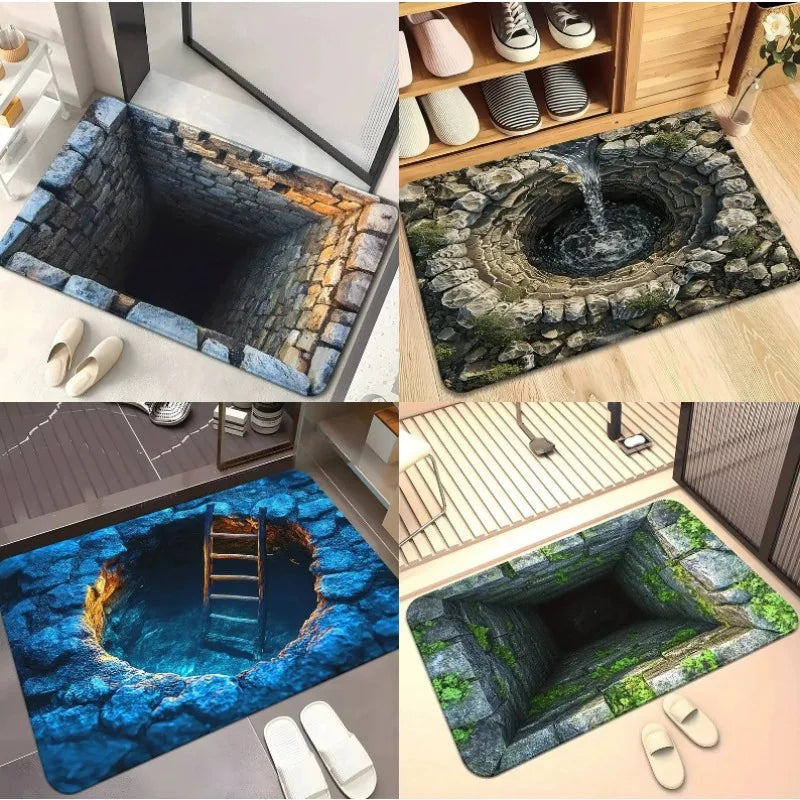 3D Visual Doormat Prank Non-Slip Porch Living Room Bedroom Bathroom Carpet Home Decoration