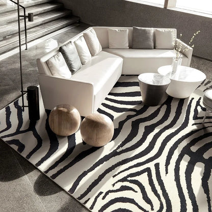 Nordic Zebra Pattern Fluffy Plush Non-Slip Area Rug