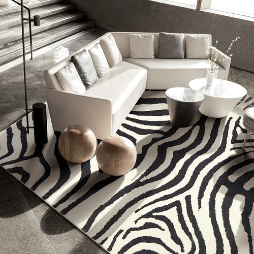 Nordic Zebra Pattern Fluffy Plush Non-Slip Area Rug