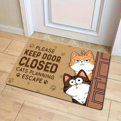 VIKAMA Cartoon Cute Cat Floor Mat Non-Slip Bedroom Kitchen Entrance Welcome Mat