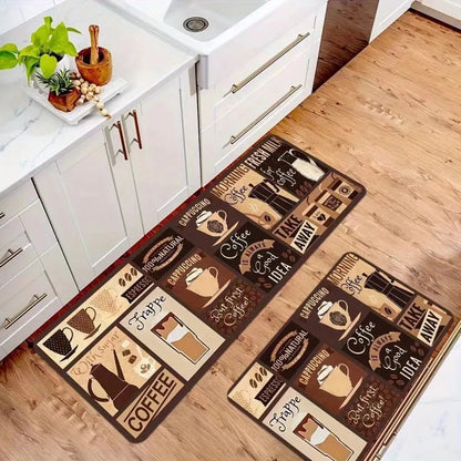 VIKAMA Cutlery Theme Kitchen Mat Washable Stain-Resistant Non-Slip Door Rug Home Decor