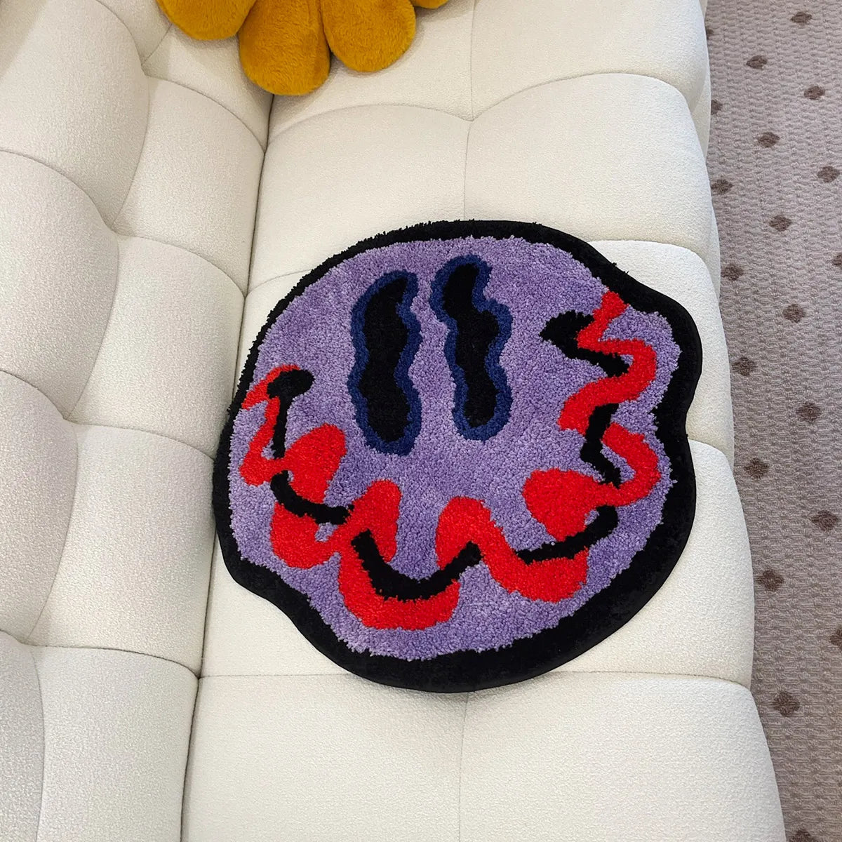 Trippy Smiling Face Tufted Handmade Rug