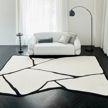 Modern Luxury Black & White Plush Washable Area Rug