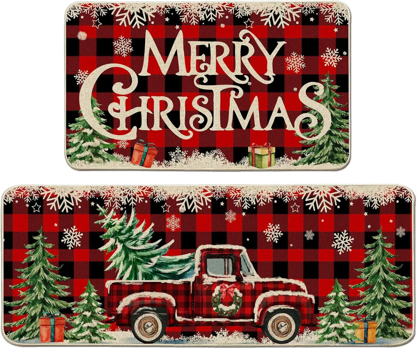 VIKAMA Christmas Gingerbread Man Floor Mat Crystal Velvet Non-Slip Kitchen Entry Door Rug Easy Care Home Decor