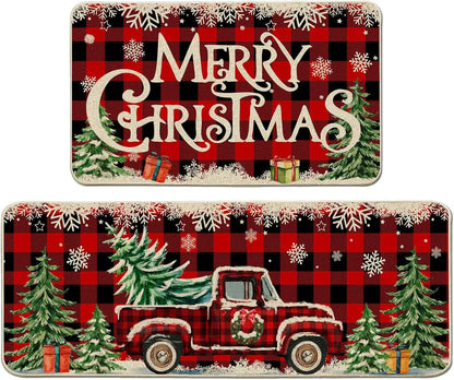 VIKAMA Christmas Gingerbread Man Floor Mat Crystal Velvet Non-Slip Kitchen Entry Door Rug Easy Care Home Decor