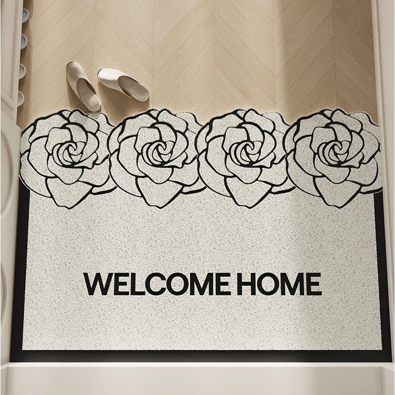 Irregular Silk Ring Entrance Door Mat Anti-Slip Dirt-Resistant Foyer Carpet