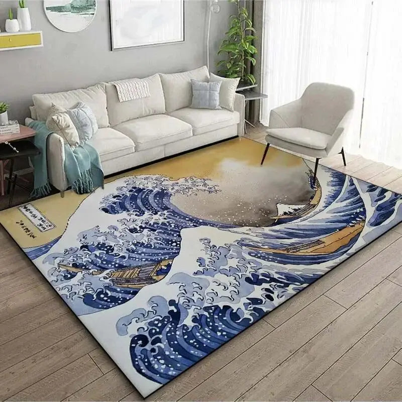 VIKAMA Ukiyo-e Wave Rug Home Decor
