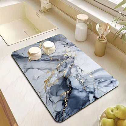 Marble Print Absorbent Kitchen Drying Mat