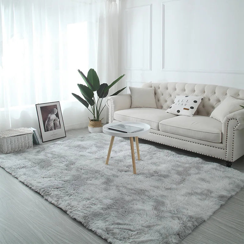 Machine Washable Grey Shaggy Area Rug Soft Fluffy Non-Slip Indoor Carpet