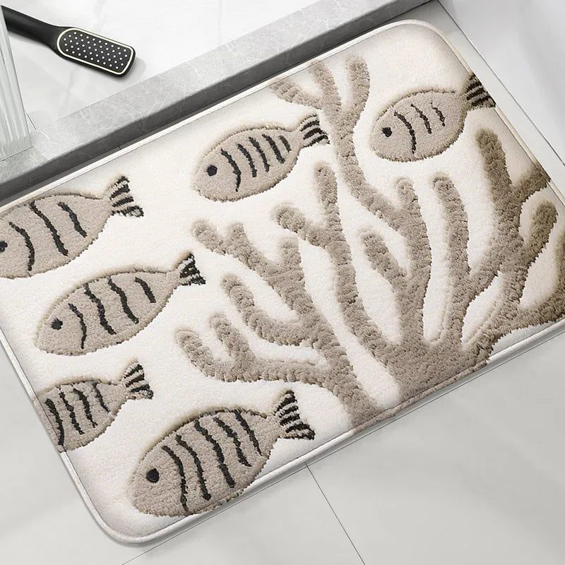 Underwater World Bathroom Mat Absorbent Non-Slip Toilet Rug Soft Comfortable Door Floor Carpet Home Decor