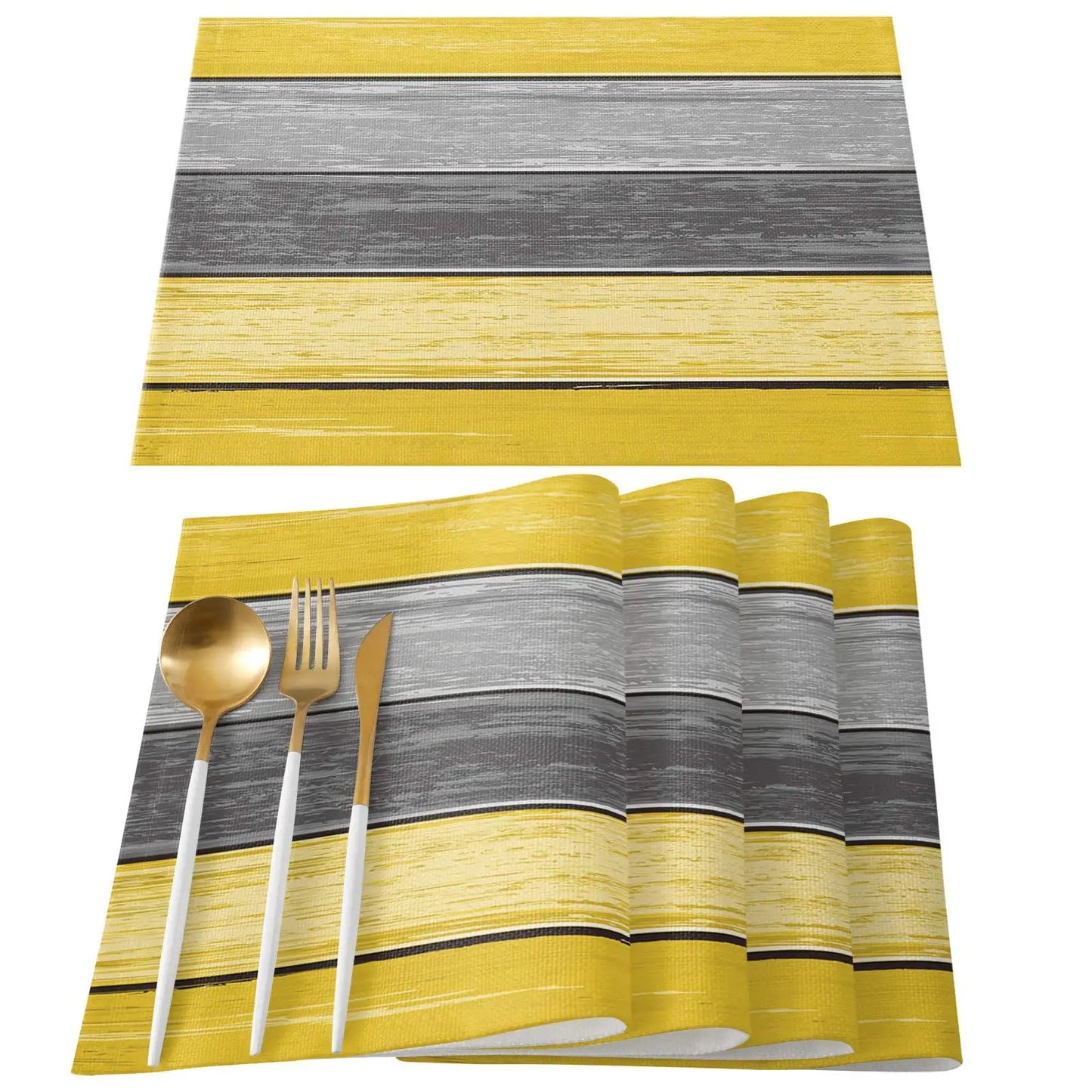 Retro Barn Wood Texture Polyester Placemat Set