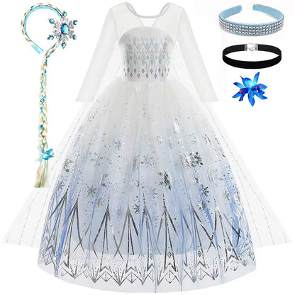 Disney Frozen Elsa White Lace Princess Dress For Girls