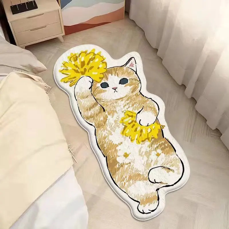 Faux Cashmere Cartoon Pet Rug Non-Slip Washable Bedroom Mat