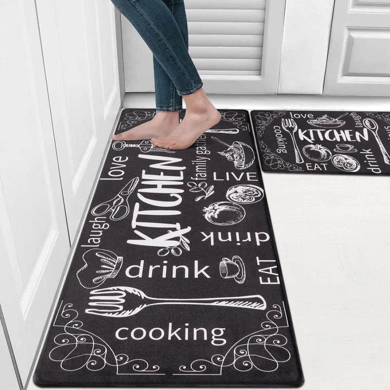 VIKAMA Crystal Pile Non-Slip Washable Kitchen Bathroom Rug Absorbent Floor Mat Home Decor