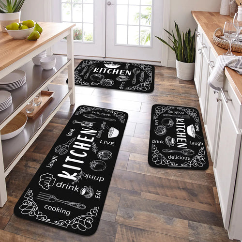 VIKAMA Kitchen Carpet Washable Non-Slip Absorbent Floor Mat Bathroom Door Mat Room Home Decor Rug