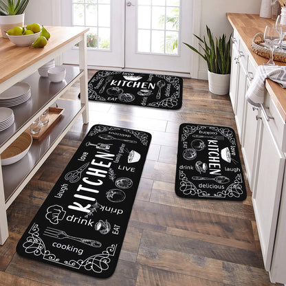 VIKAMA Washable Kitchen Mat Absorbent Sponge Carpet Non-Slip Waterproof Door Rug Bathroom Home Decor