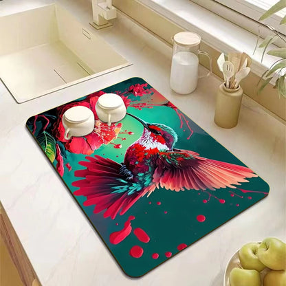 Hummingbird Absorbent Kitchen Drying Mat
