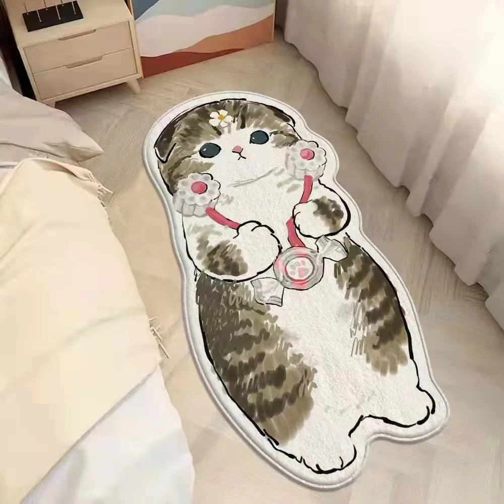 Faux Cashmere Cartoon Pet Rug Non-Slip Washable Bedroom Mat