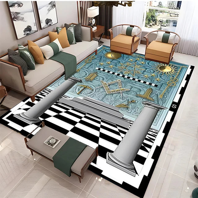 Freemasonry Symbol Non-Slip Area Rug