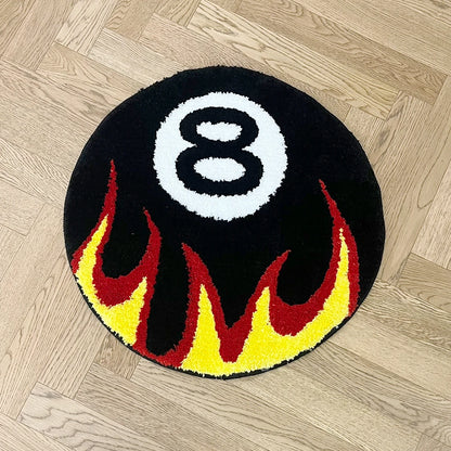 Fire 8 Ball Tufted Non-Slip Rug