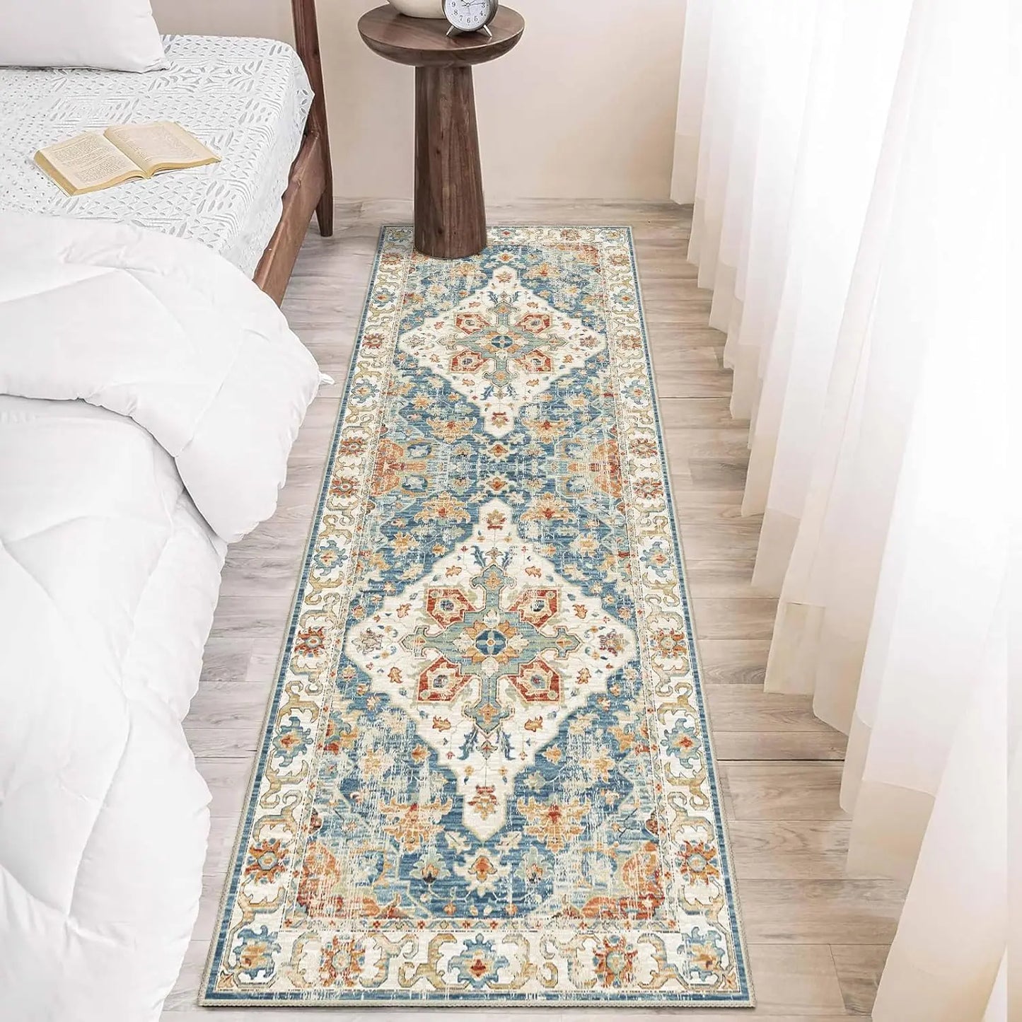 VIKAMA Bohemian Runner Rug Long Carpet Soft Non-Slip Kitchen Bedroom Living Room Entrance Floor Mat