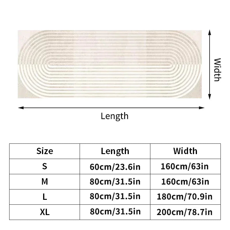 VIKAMA Minimal Line Design Non-Slip Washable Area Rug