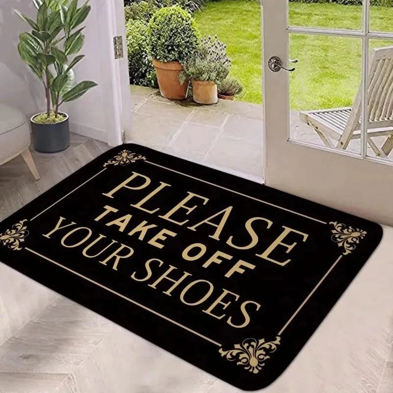 Please Take Off Your Shoes Welcome Carpet Non-Slip Living Room Bedroom Floor Rug Home Decor