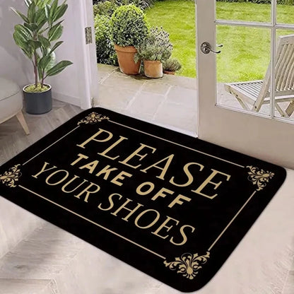 Please Take Off Your Shoes Welcome Carpet Non-Slip Living Room Bedroom Floor Rug Home Decor