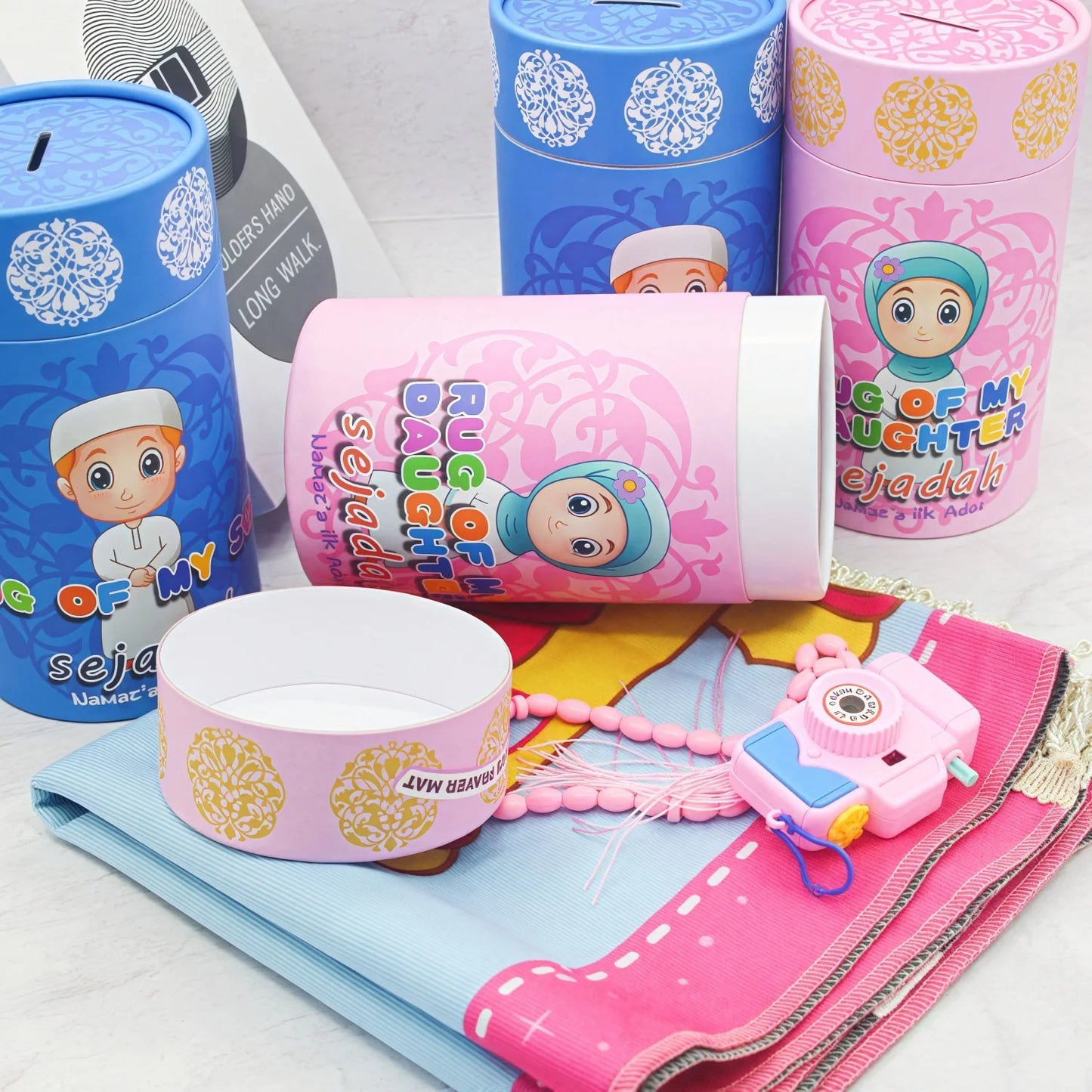 Kids portable prayer rug set