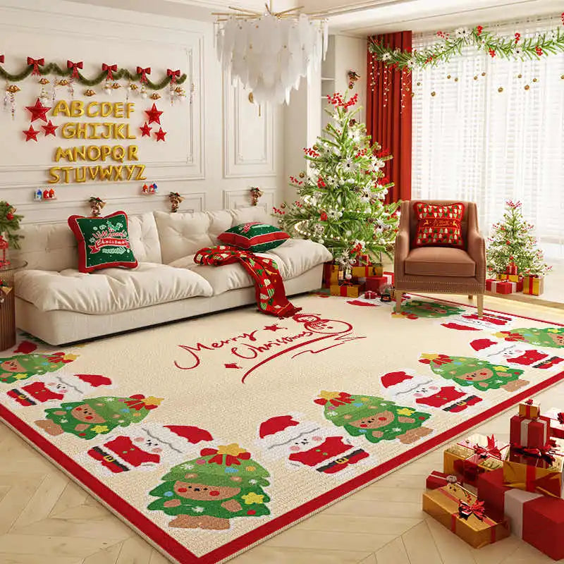 VIKAMA Christmas Tree Carpet Large Area Living Room Bedroom Floor Mat Festive Home Decoration