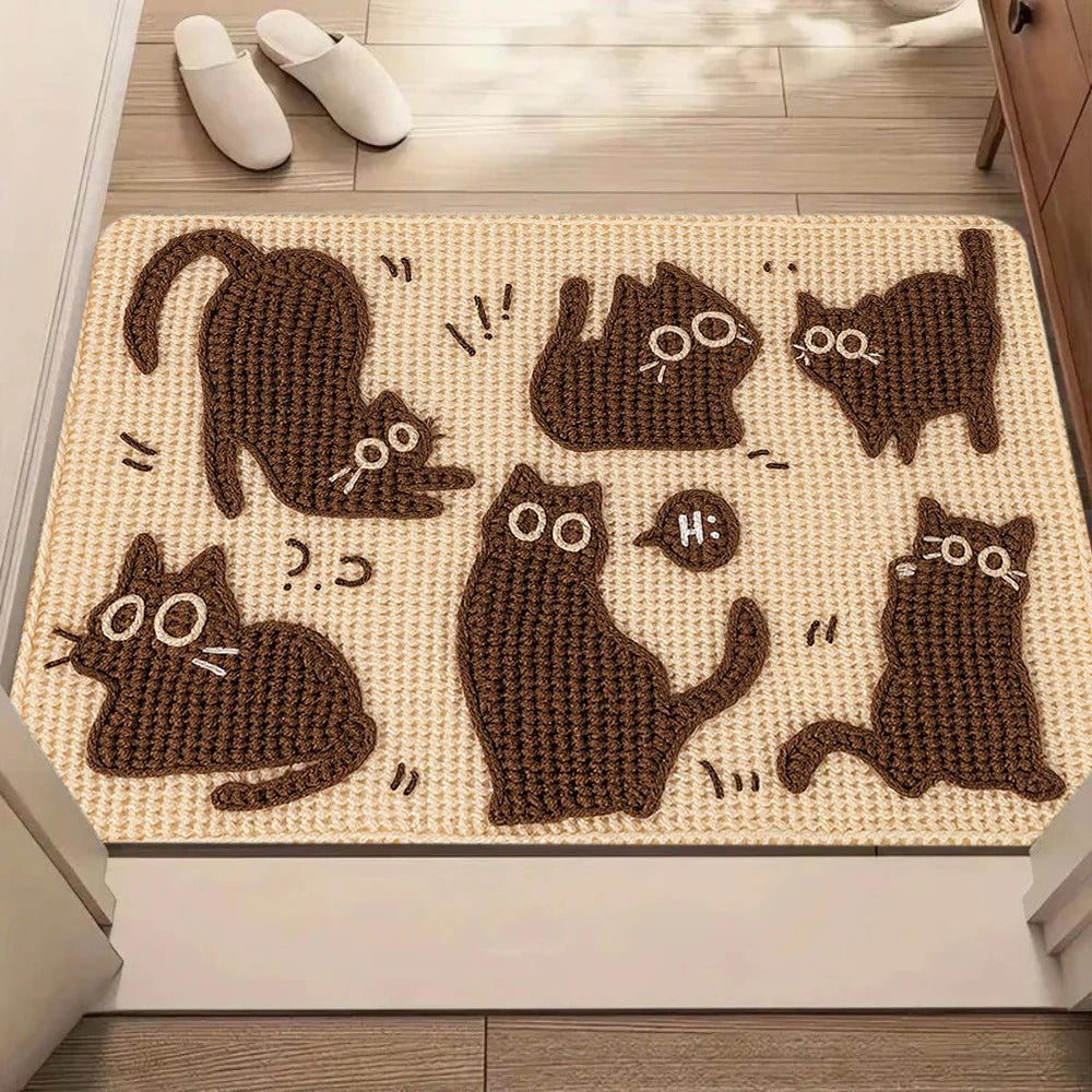 Cute cartoon cat non-slip soft floor rug