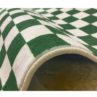 Retro Checkerboard Fluffy Plush Area Rug