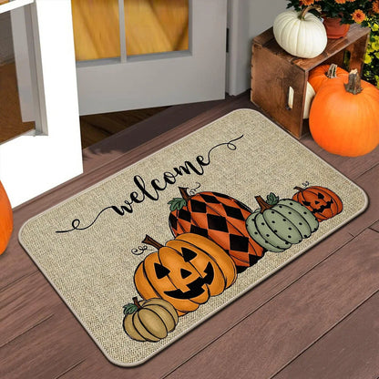VIKAMA Halloween Autumn Door Mat Thanksgiving Welcome Non-Slip Indoor Outdoor Carpet